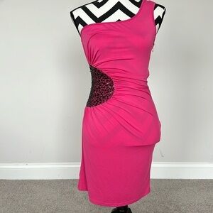 Shine Pink One Shoulder Bodycon Dress Sz S